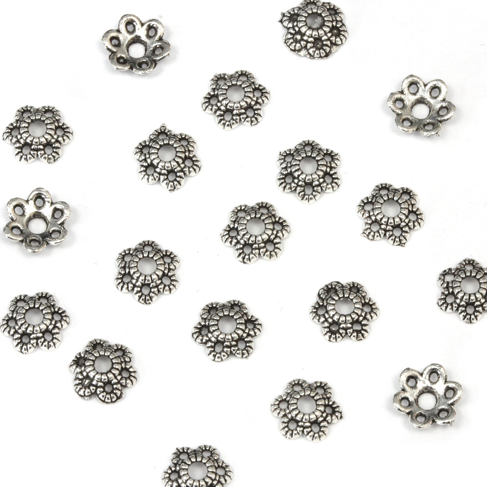 Tiny Bead Cap Antique Silver 6mm - Pack of 200