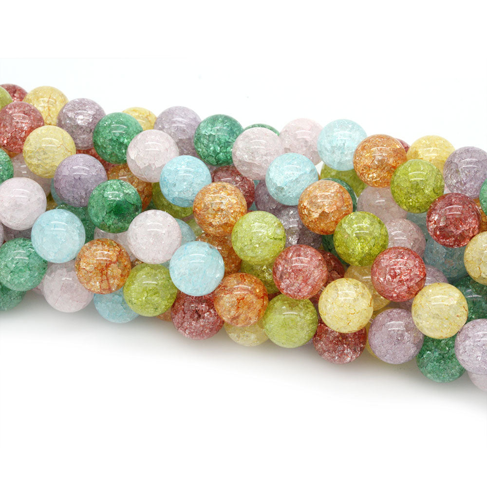 Crackle Crystal Dyed Mixed Rounds 10mm - 35cm Strand