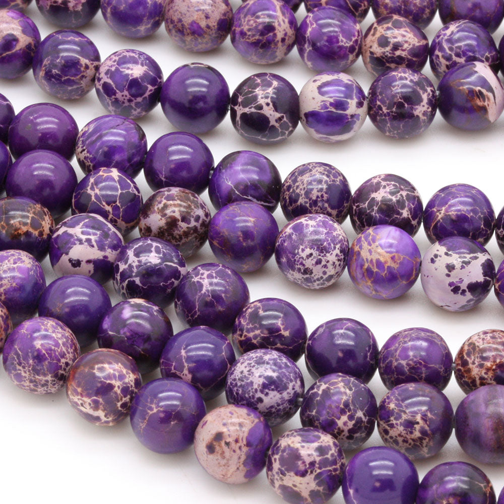 Empire Jasper Smooth Round Beads Purple 8mm - 35cm Strand