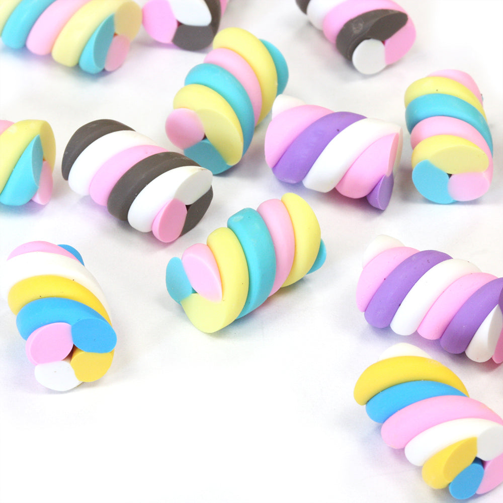 Polymer Clay Twist Tube Bead Mix 15x8mm - Pack of 20