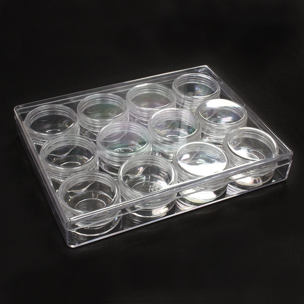 16x12cm Clear Box with 12 Screw-Top Bottles