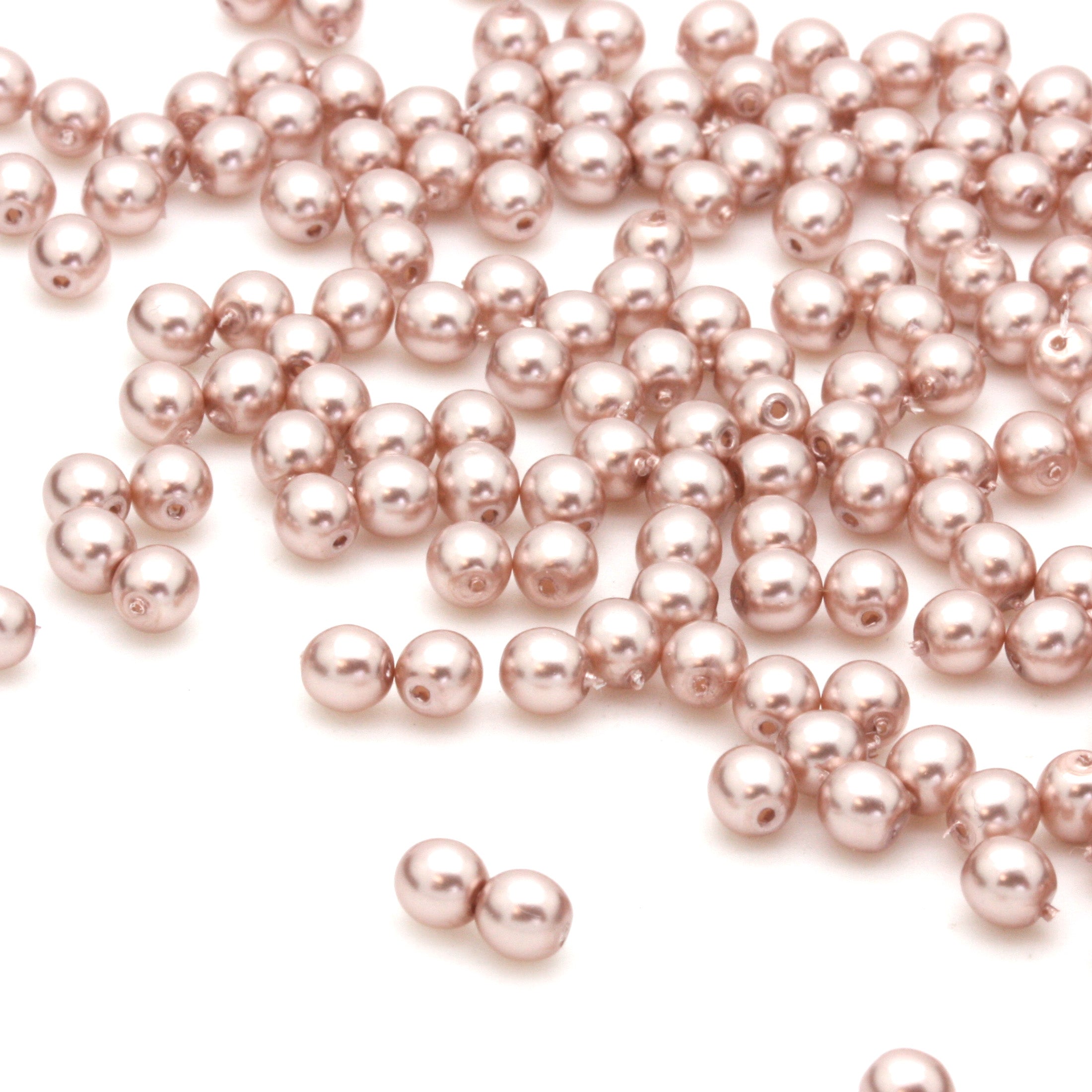 Pearl Palest Dusky Pink Glass Round 4mm - Pack of 200