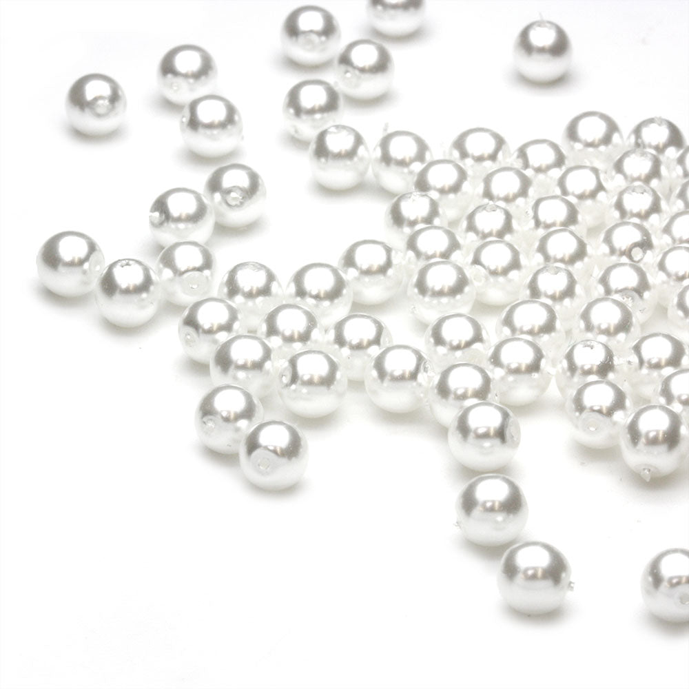 Pearl White Glass Round 6mm-Pack of 100