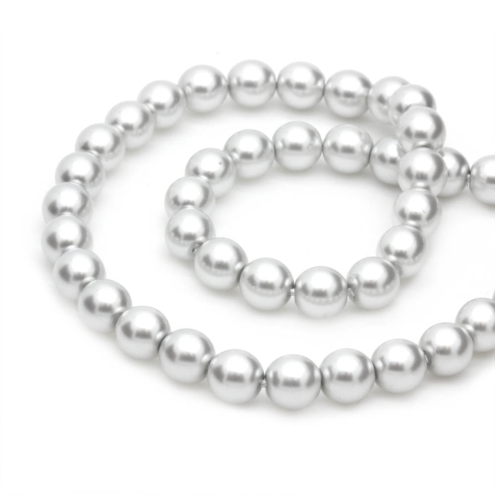 Pearl Silver Glass Round 6mm-Pack of 100