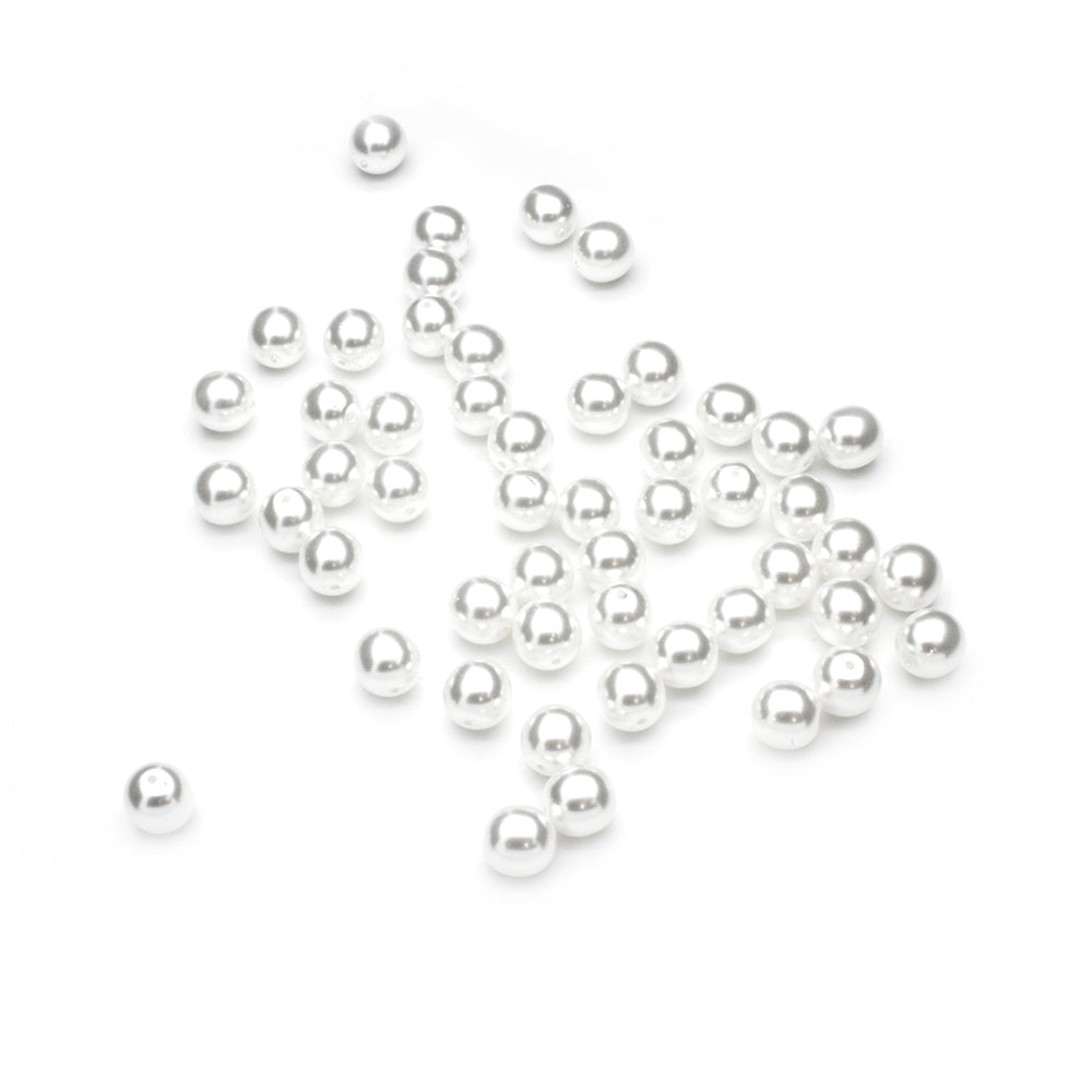Pearl White Glass Round 8mm-Pack of 50