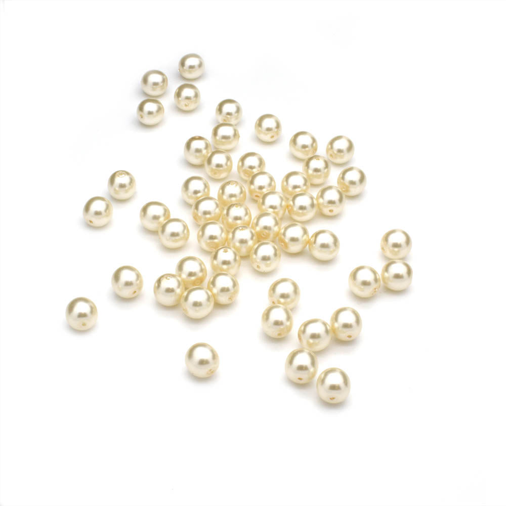 Pearl Cream Glass Round 8mm-Pack of 50