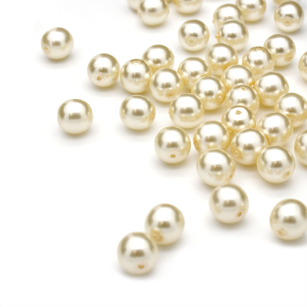 Pearl Cream Glass Round 8mm-Pack of 50
