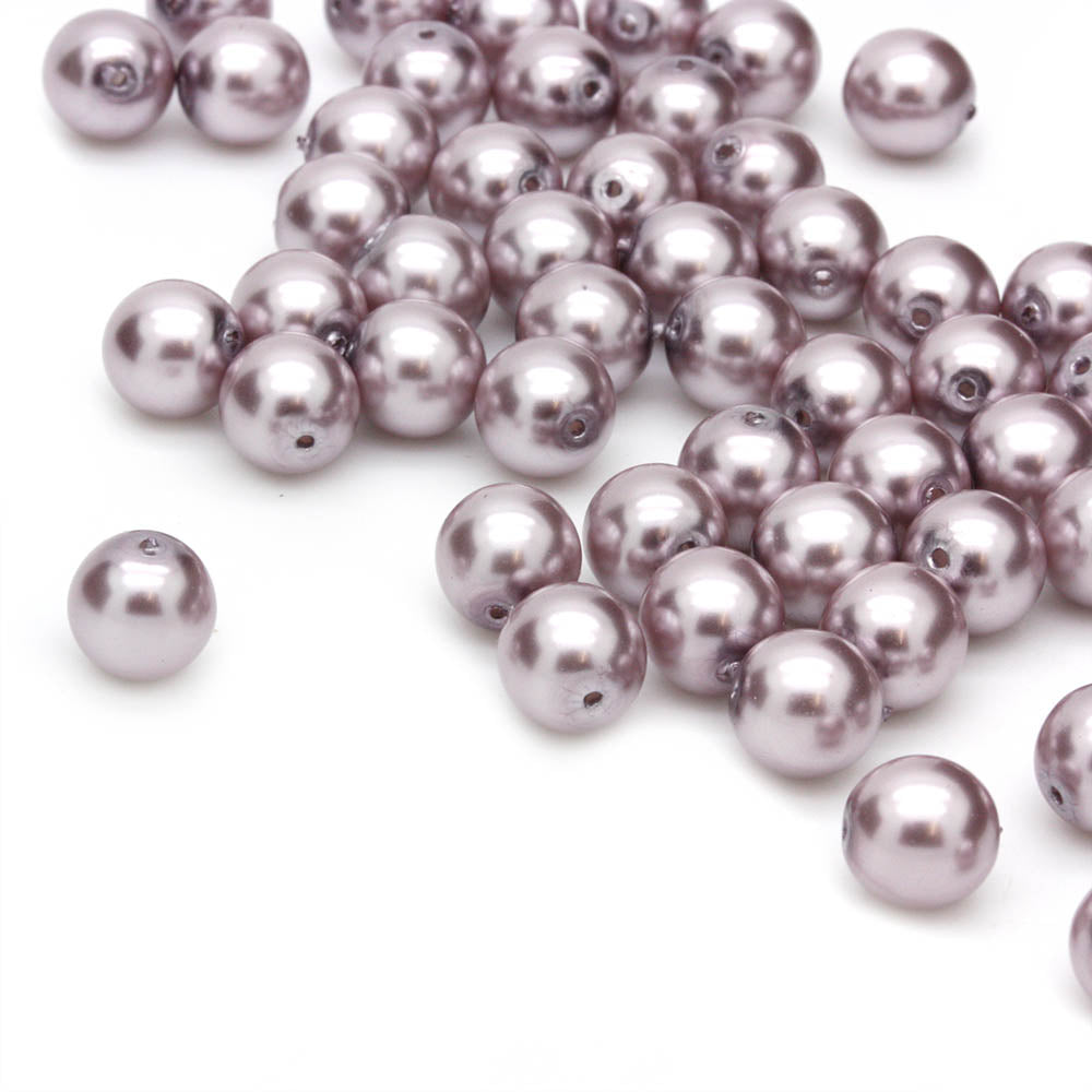 Pearl Dusky Mauve Glass Round 8mm-Pack of 50