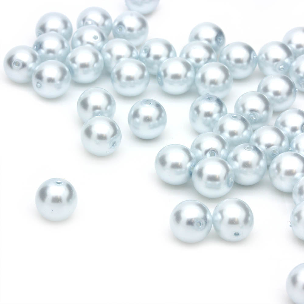 Pearl Pale Blue Glass Round 8mm-Pack of 50