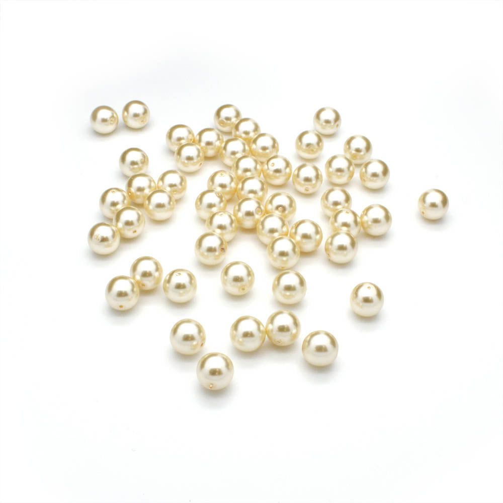 Pearl Cream Glass Round 10mm-Pack of 50