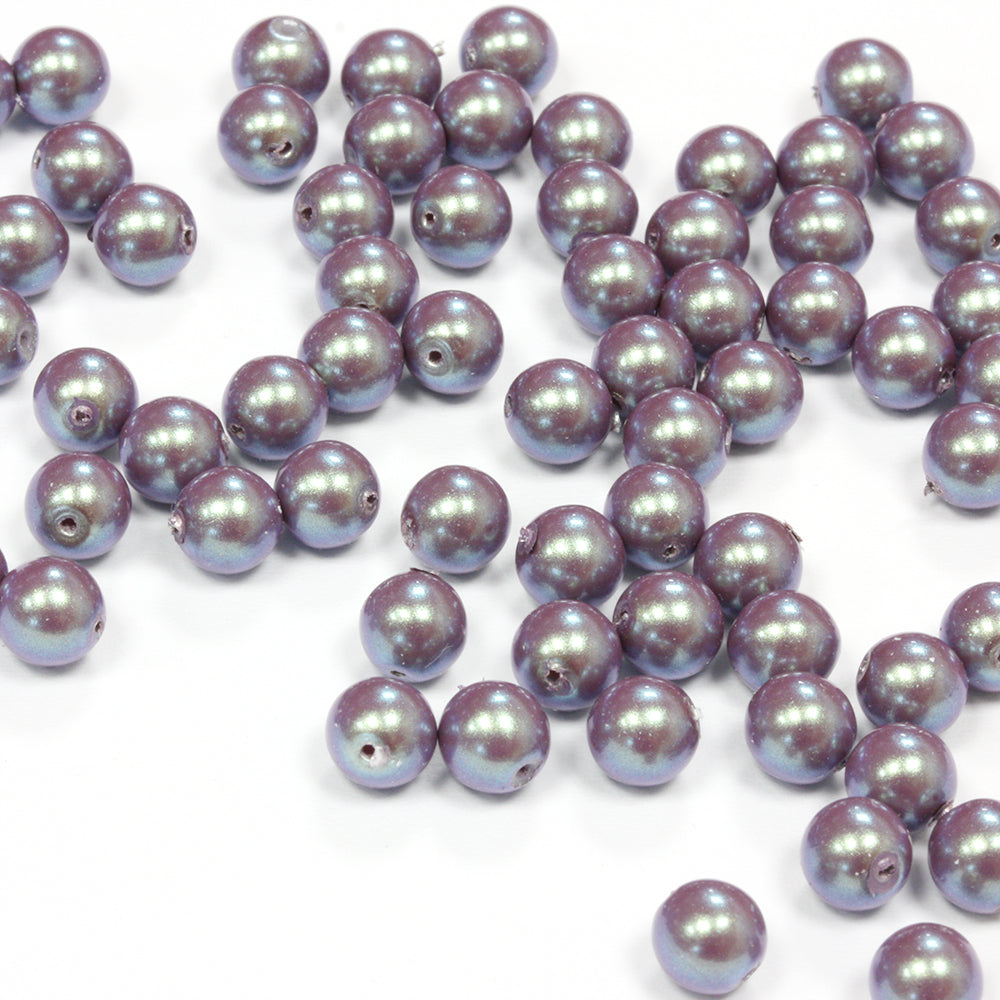 Purple Iridescent 6mm Glass Pearl - Pack of 100