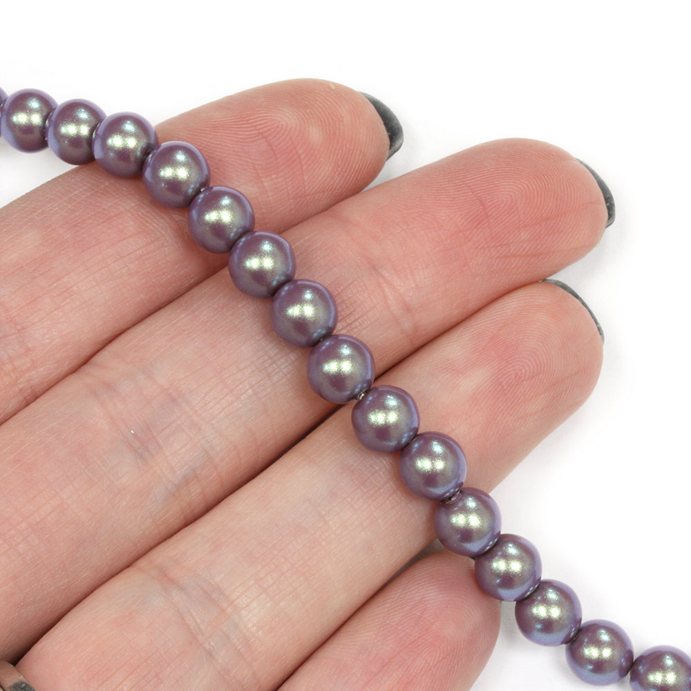 Purple Iridescent 6mm Glass Pearl - Pack of 100