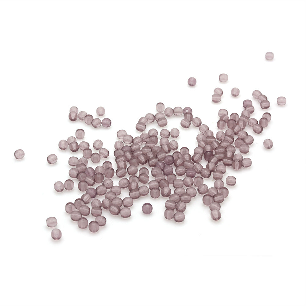 Pressed Purple Glass Round 4mm-Pack of 200