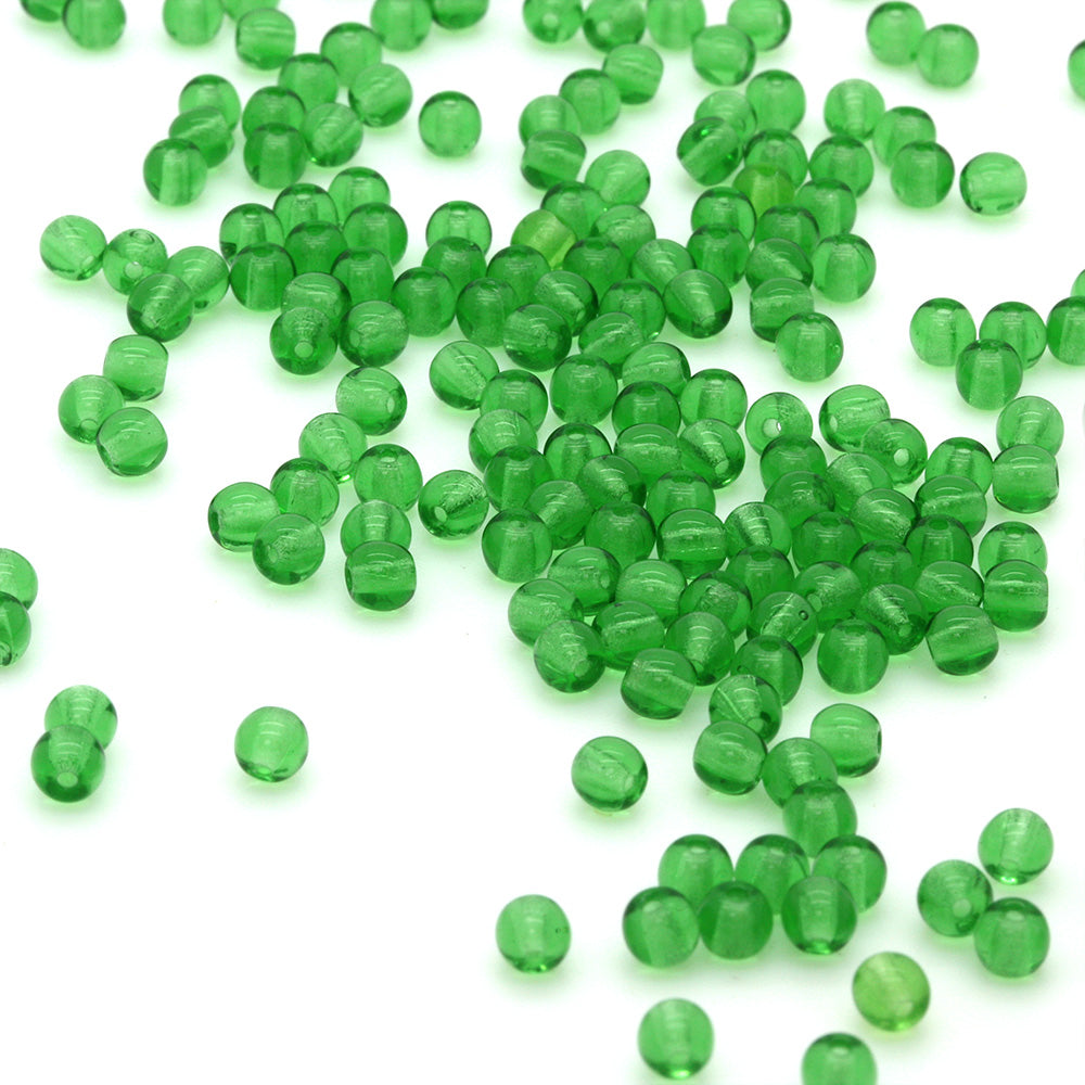 Pressed Green Glass Round 4mm-Pack of 200