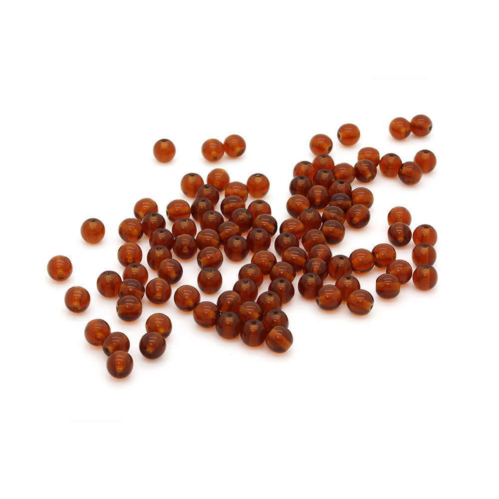 Pressed Amber Glass Round 6mm-Pack of 100