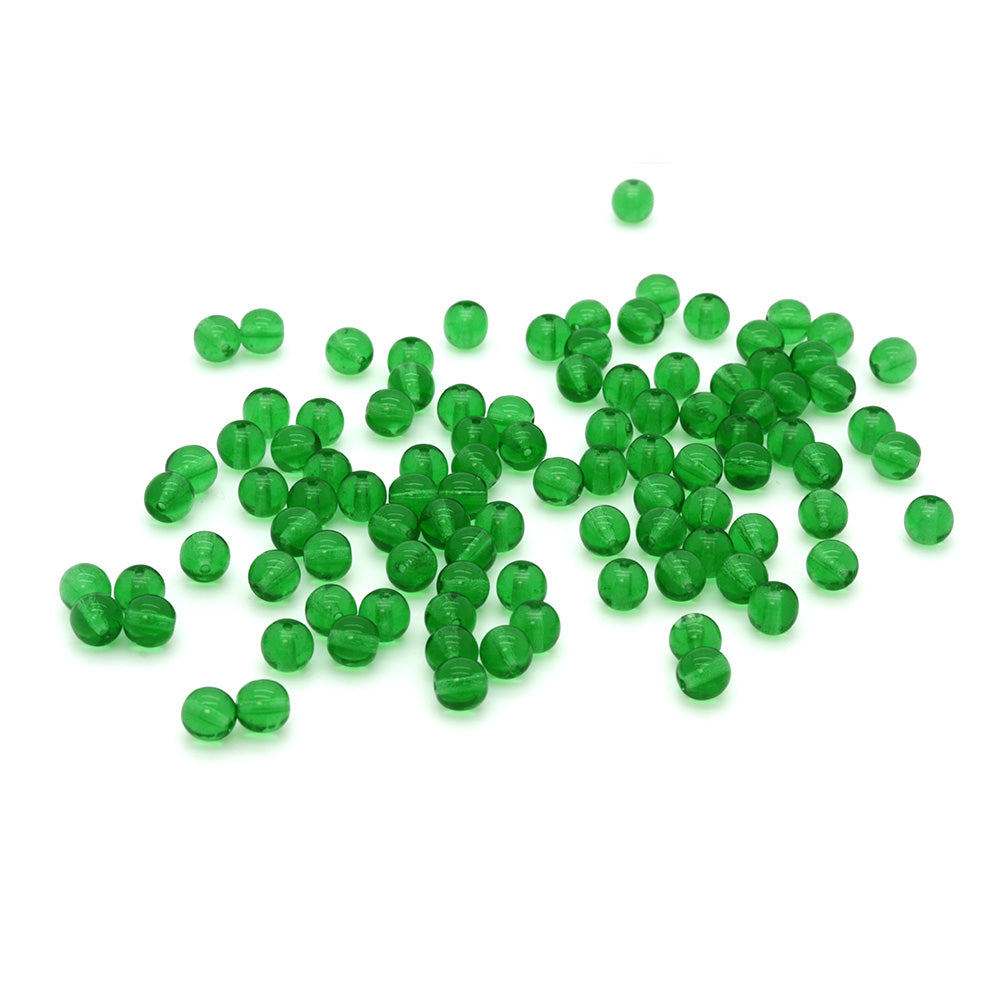 Pressed Green Glass Round 6mm-Pack of 100