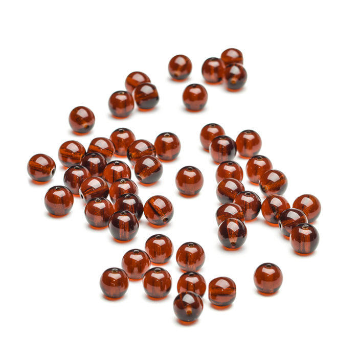 Pressed Amber Glass Round 8mm-Pack of 50