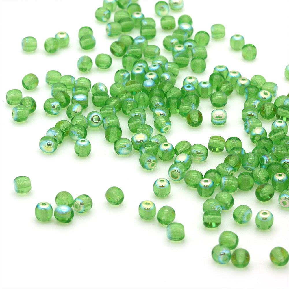 AB Bead Green Glass Round 4mm-Pack of 200