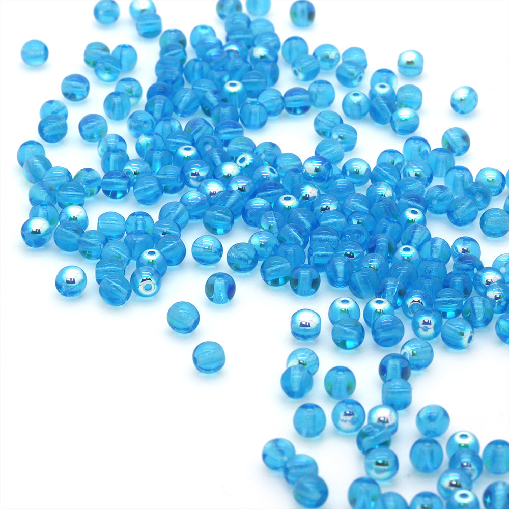 AB Bead Turquoise Glass Round 4mm-Pack of 200