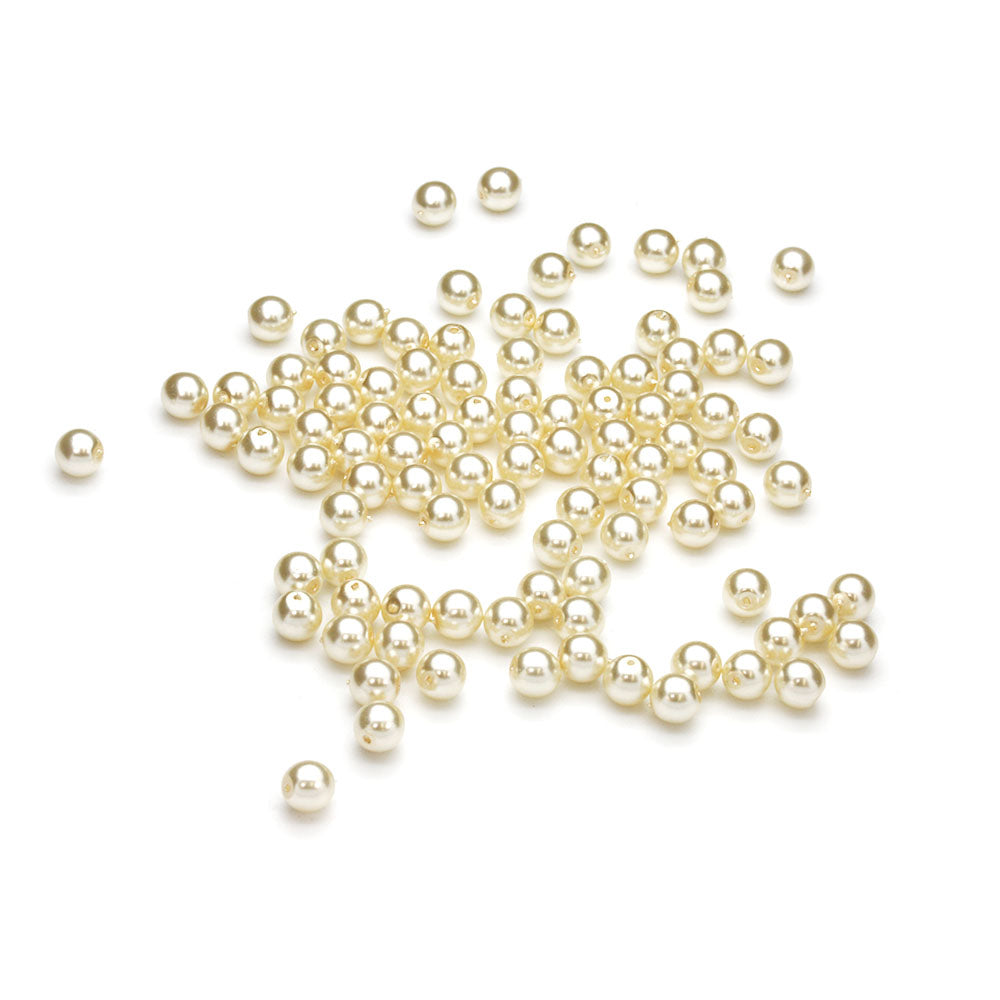 Pearl Cream Glass Round 6mm-Pack of 100
