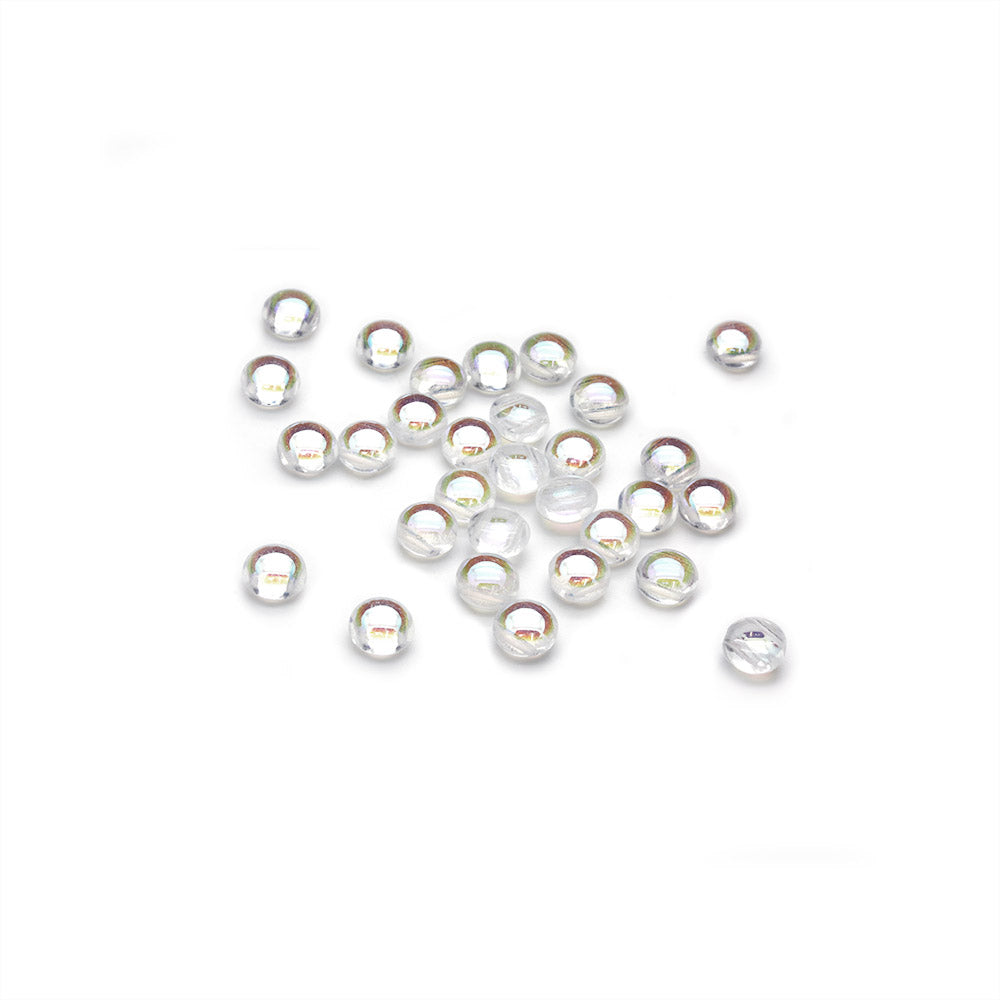 Pressed Glass Candy Bead 8mm Clear AB - Pack of 30