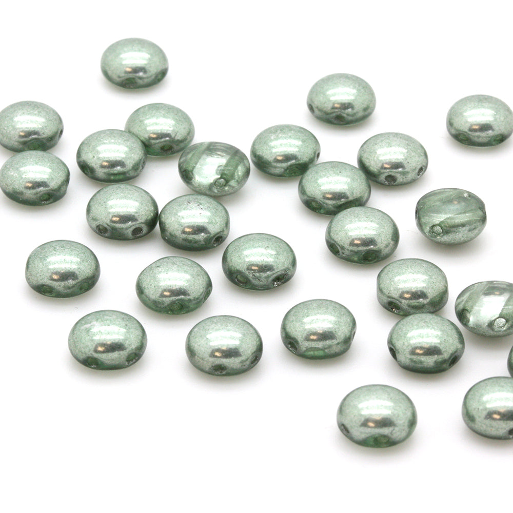 Pressed Glass Candy Bead 8mm Vintage Sage - Pack of 30