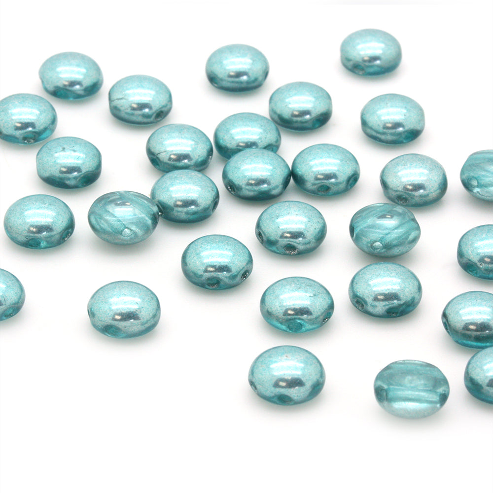 Pressed Glass Candy Bead 8mm Vintage Teal - Pack of 30