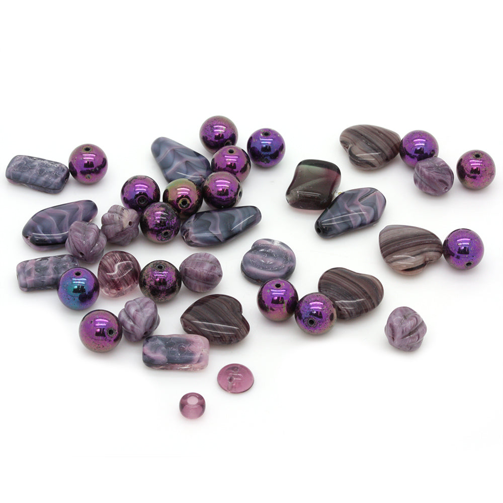 Czech Pressed Glass Mix Dark Violet - Pack of 50g