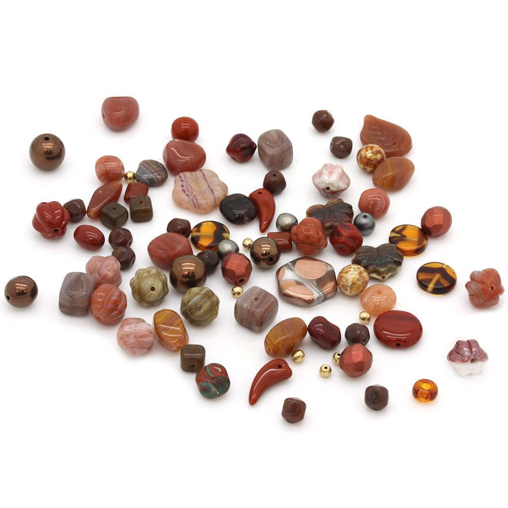 Czech Pressed Glass Mix Brown - Pack of 50g