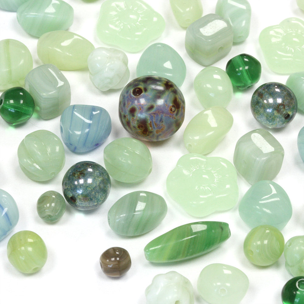 Pressed Glass Mix Jade - Pack of 50g