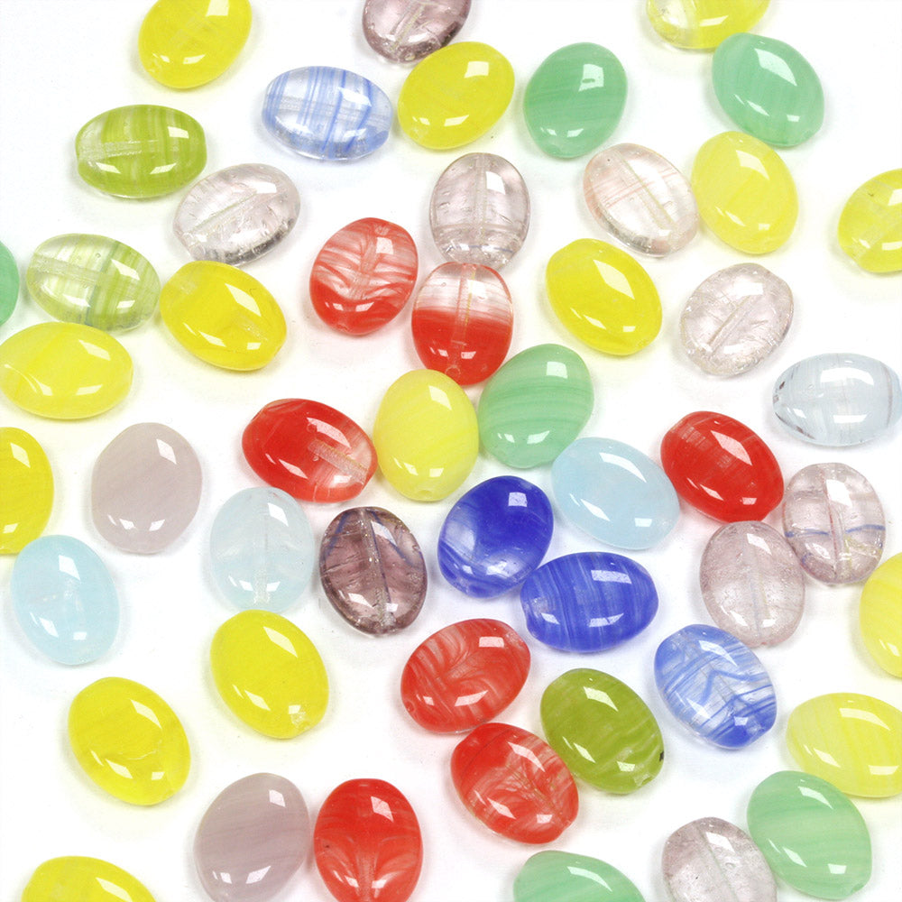 Pressed Glass Mix Flat Ovals - Pack of 50g