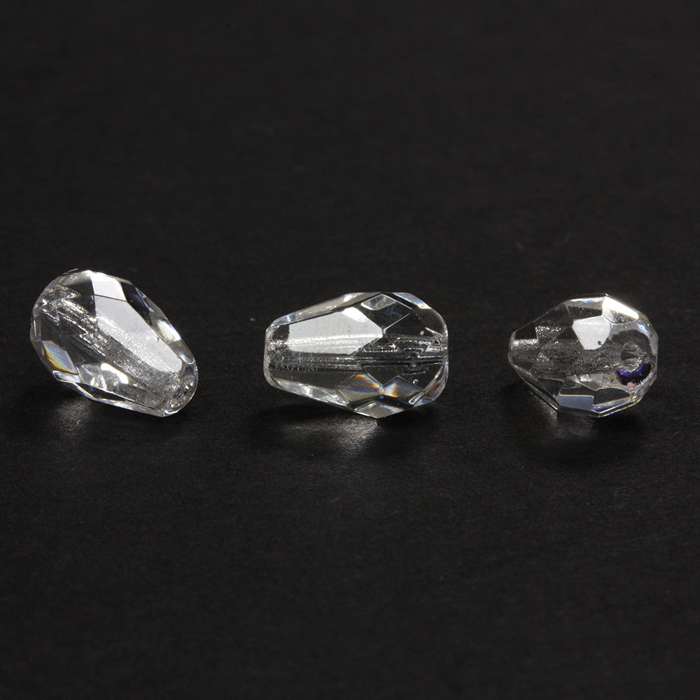 Clear 10x7mm Fire Polished Drop - Pack of 50