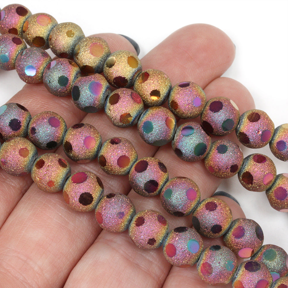 Dotty 8mm Stardust Beads Gold AB 8mm - 20" String