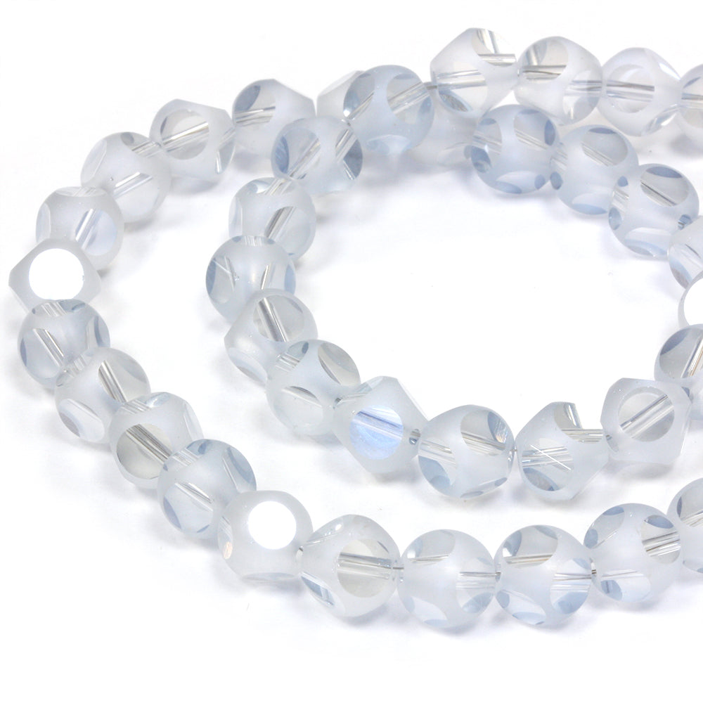Large Dotty 8mm Frosted Beads Clear 8mm - 20 String