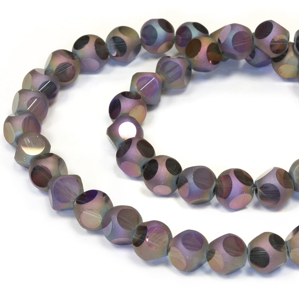 Large Dotty 8mm Frosted Beads Purple AB 8mm - 20" String