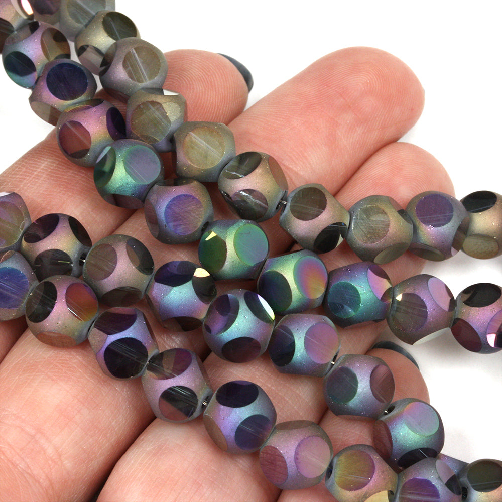 Large Dotty 8mm Frosted Beads Purple AB 8mm - 20" String
