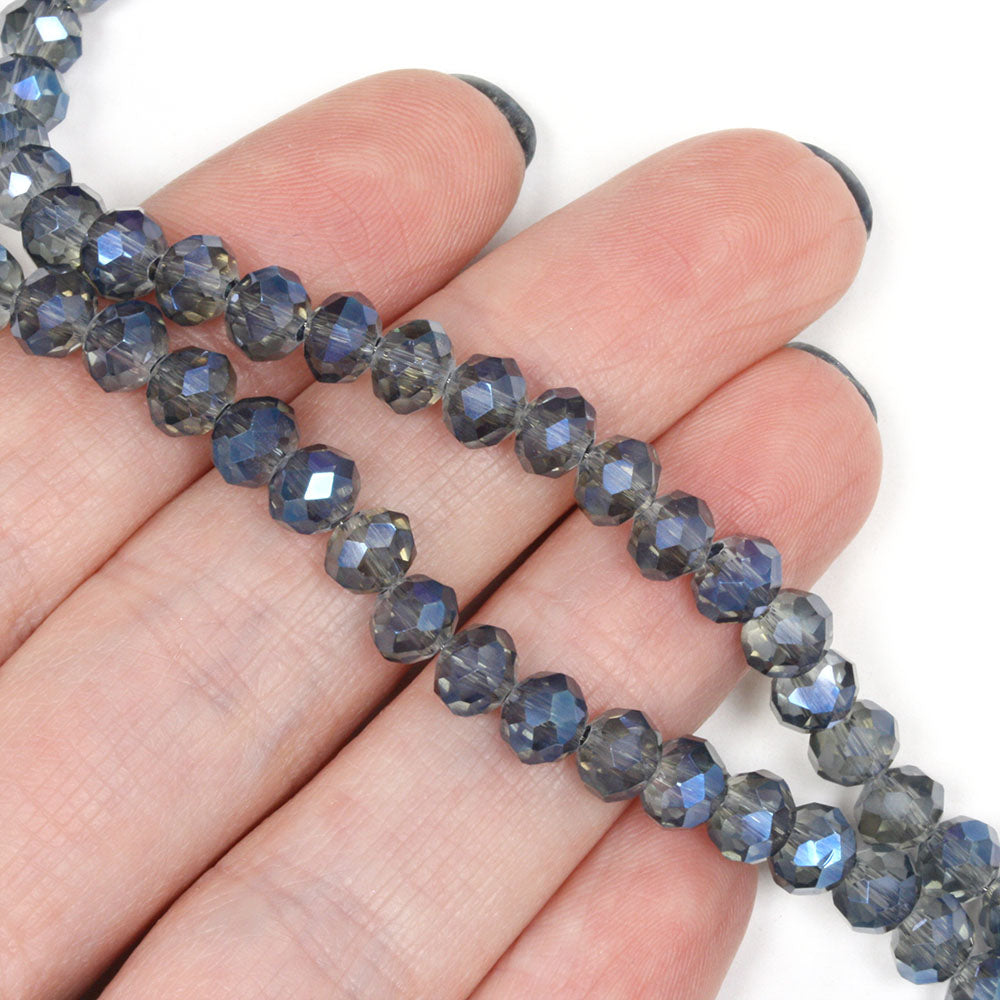 Faceted Rondelle 4x6mm Clear Blue 4x6mm - 1 string