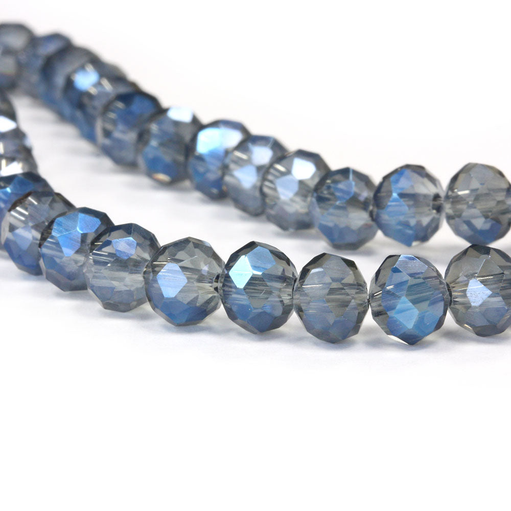 Faceted Rondelle 4x6mm Clear Blue 4x6mm - 1 string