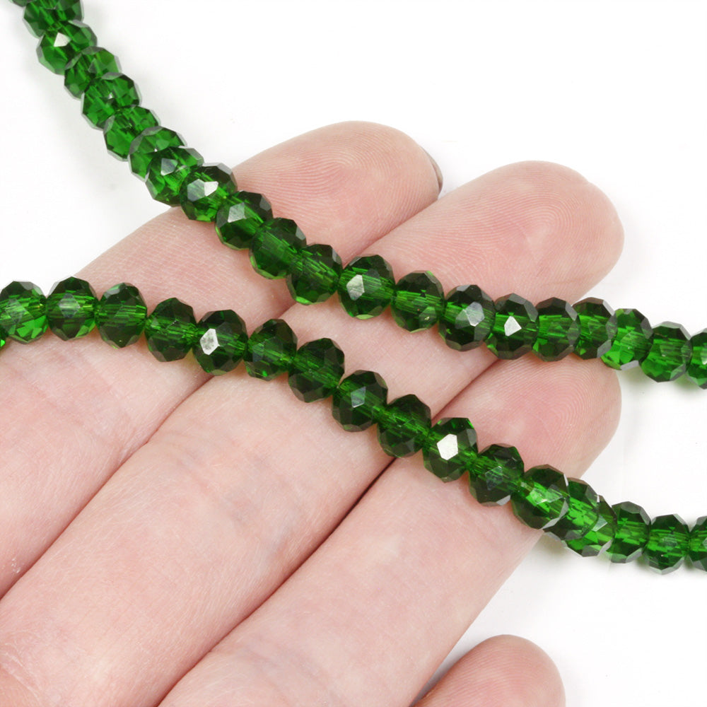 Faceted Rondelle 4x6mm Green - 1 string