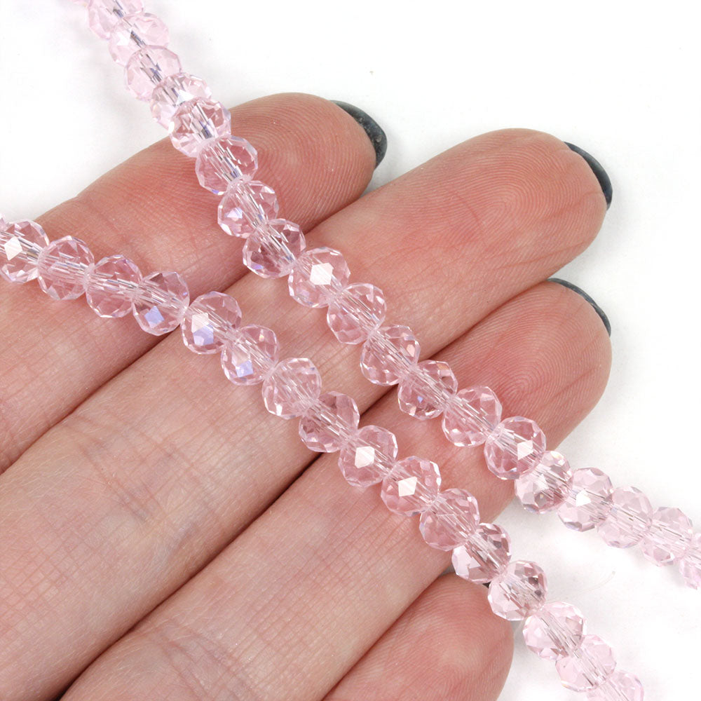 Faceted Rondelle 4x6mm Pale Pink 4x6mm - 1 string