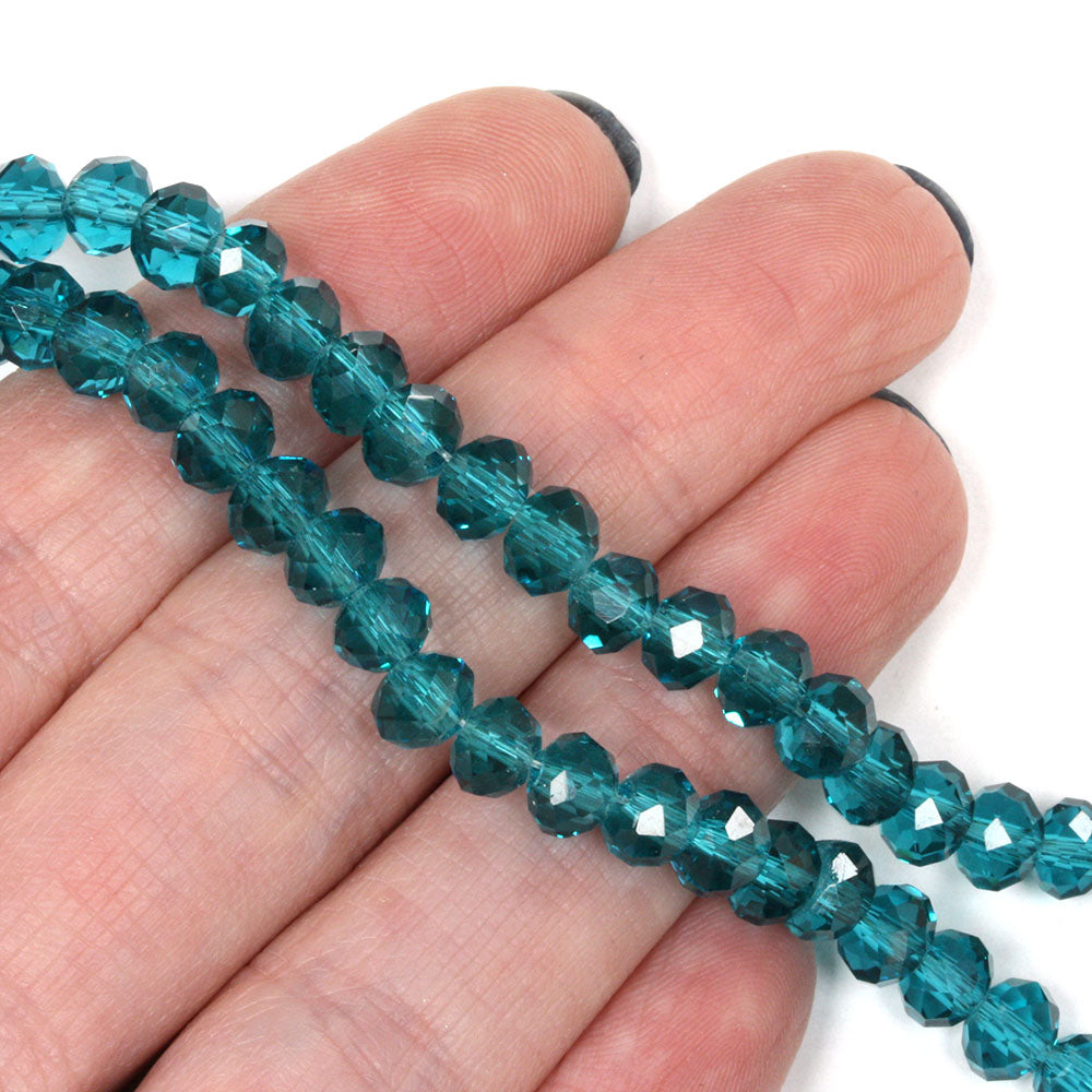 Faceted Rondelle 4x6mm Teal 4x6mm - 1 string