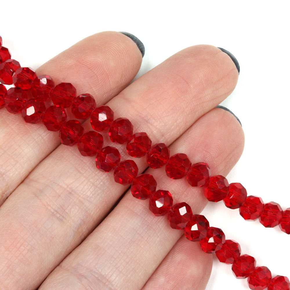 Faceted Rondelle 4x6mm Dark Red 4x6mm - 1 string