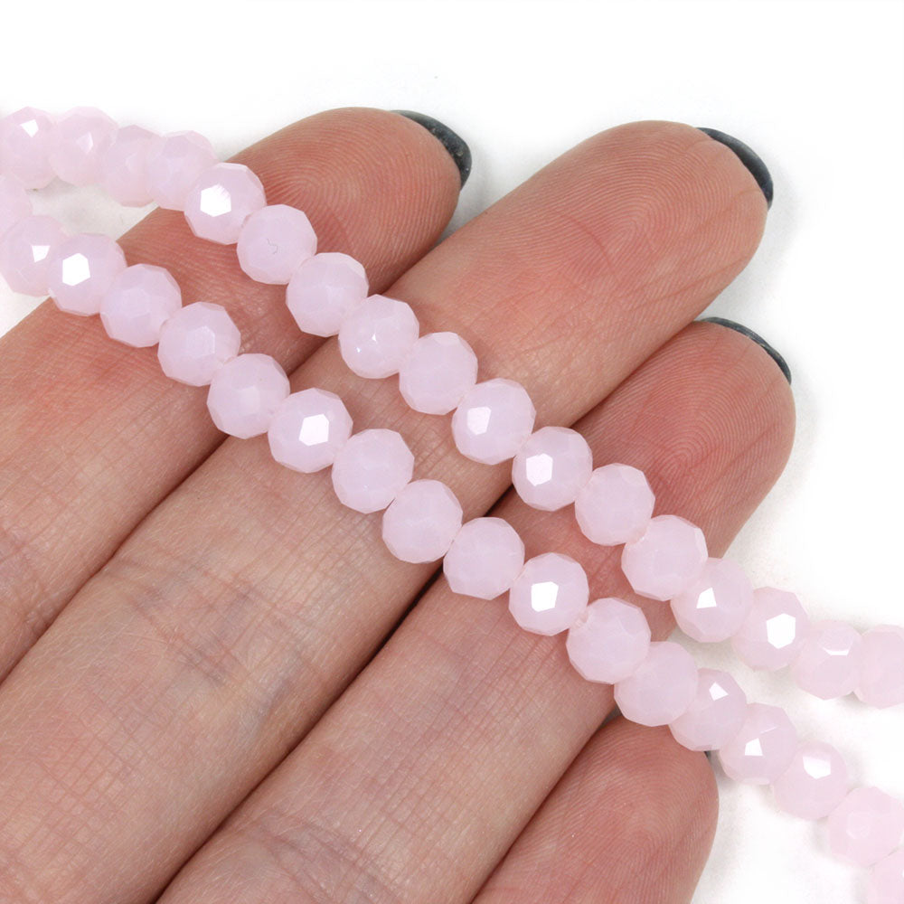 Faceted Rondelle Opal 4x6mm Pale Pink 4x6mm - 1 string