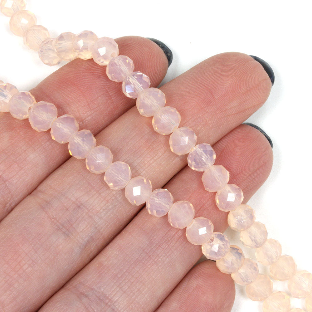 Faceted Rondelle Opal 4x6mm Palest Pink 4x6mm - 1 string