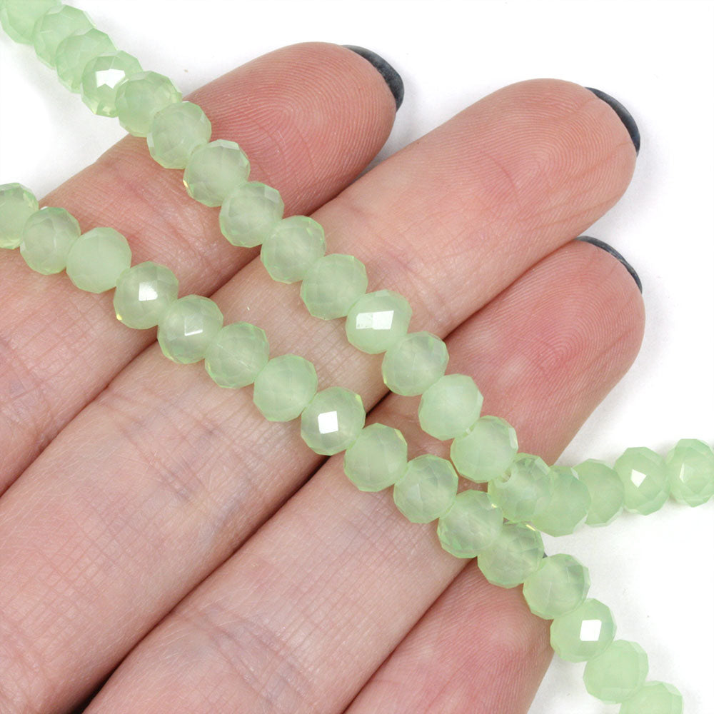 Faceted Rondelle Opal 4x6mm Pale Green 4x6mm - 1 string