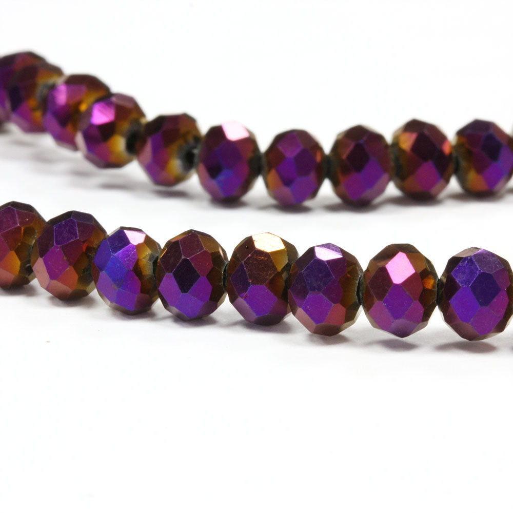 Faceted Rondelle Metallic 4x6mm Purple 4x6mm - 1 string