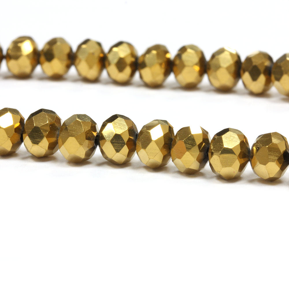 Faceted Rondelle Metallic 4x6mm Gold 4x6mm - 1 string