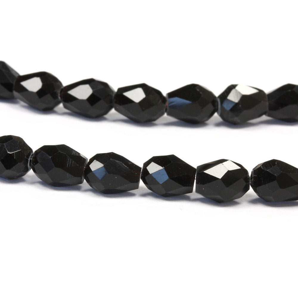 Faceted Drop 6x8mm Black 6x8mm - 1 String
