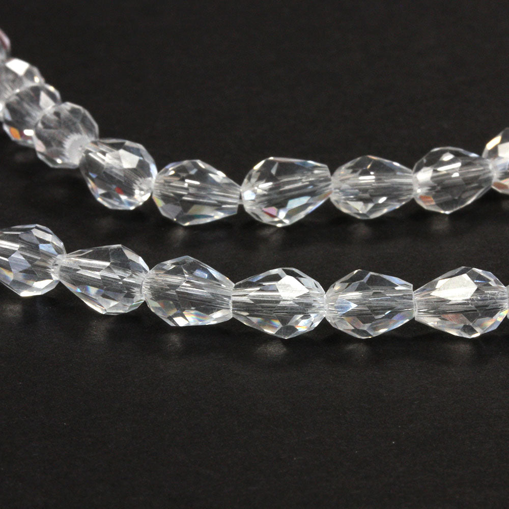 Faceted Top Drilled Drop 6x8mm Clear 6x8mm - Pack of 1