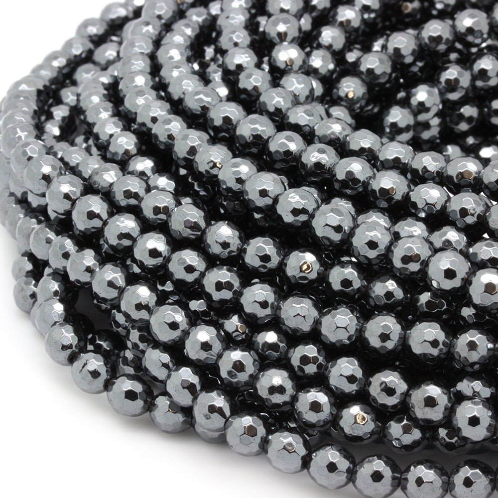 Hematite Faceted Round 6mm 35cm Strand1